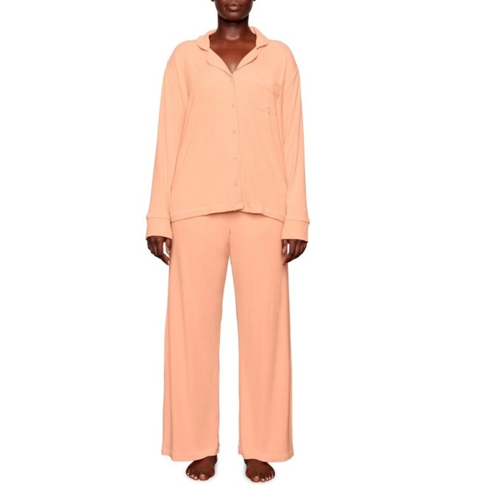 SKIMS Ribbed stretch-modal jersey lounge set Pumpkin Spice Medium
